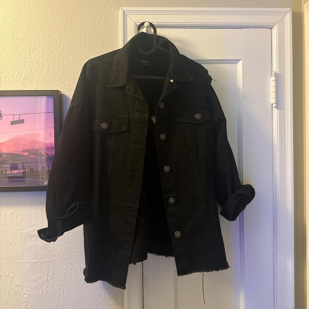 Forever 21 Black Oversized Denim Jacket